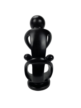 Schwarze Specksteinfigur "Mutter oder Vater mit 2 Kindern"